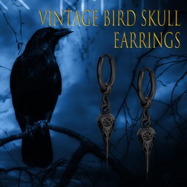 Viking Earrings for Men 925 Sterling Silver Raven Skull Earrings Rune Viking Amulet Jewellery for Men Women Sterling Silver, Sterling Silver, None
