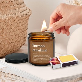 HIWX Human Sunshine Scented Candle, Appreciation Gifts Candle Gifts for Teachers Coworkers, Inspirational Gifts,Thank You Christmas Soy Jar Candle Gift, Citronella Scented 8oz (Brown-citronella)