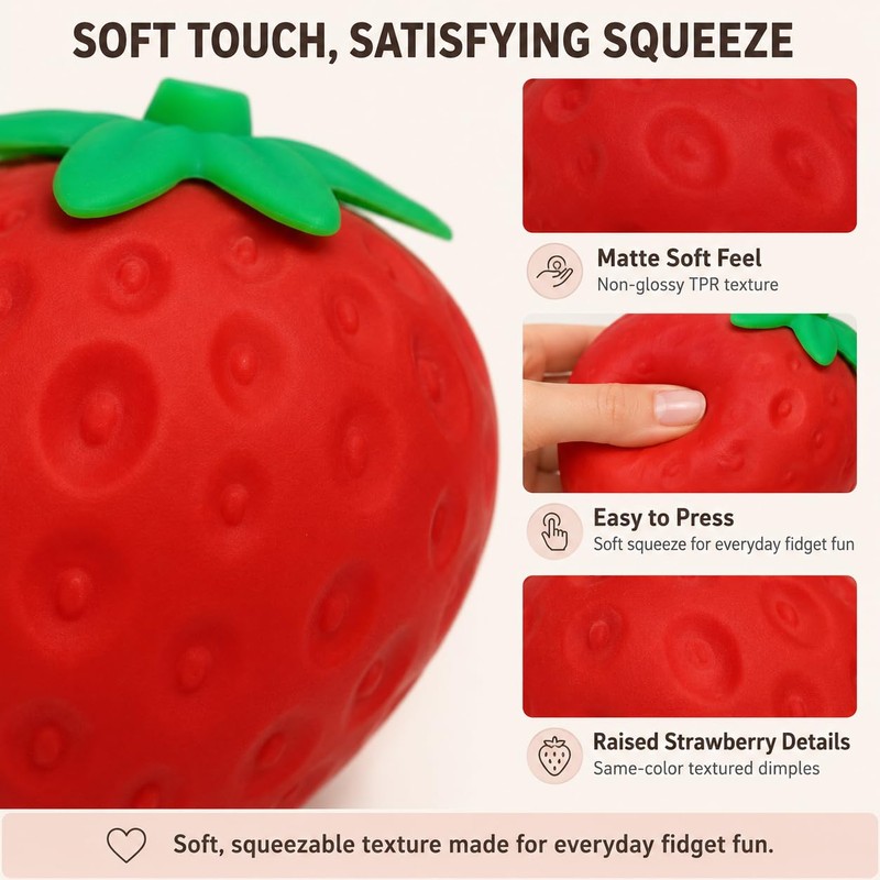 Jumbo Strawberry Squishy for Stress Relief, Slow Rising Big Fruit