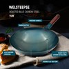 welsteepse Carbon Steel Wok Traditional Hand Hammered Wok,14 Inch,Round Bottom(Roasted