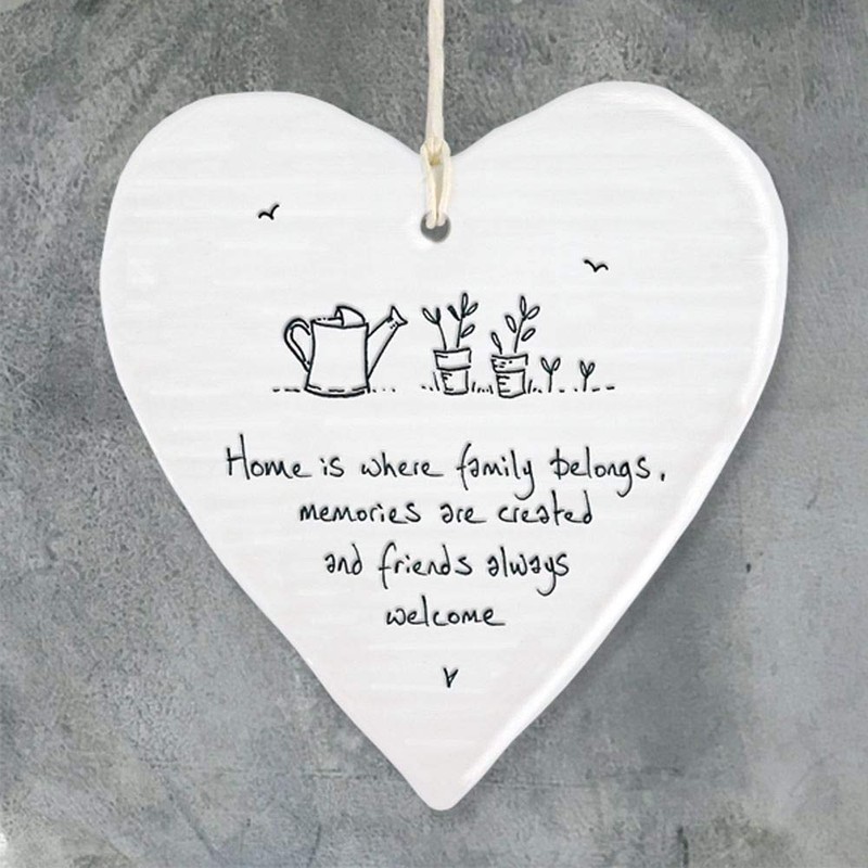 East Of India Hanging Heart Gift Home is where family