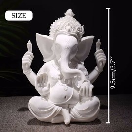 Indian God Lord Ganesh Statue，Hindu Elephant Statue Ganpati Idol Buddha Sculptures，Hindu Gift，Home Temple Mandir Meditation Yoga Room Decor（White）