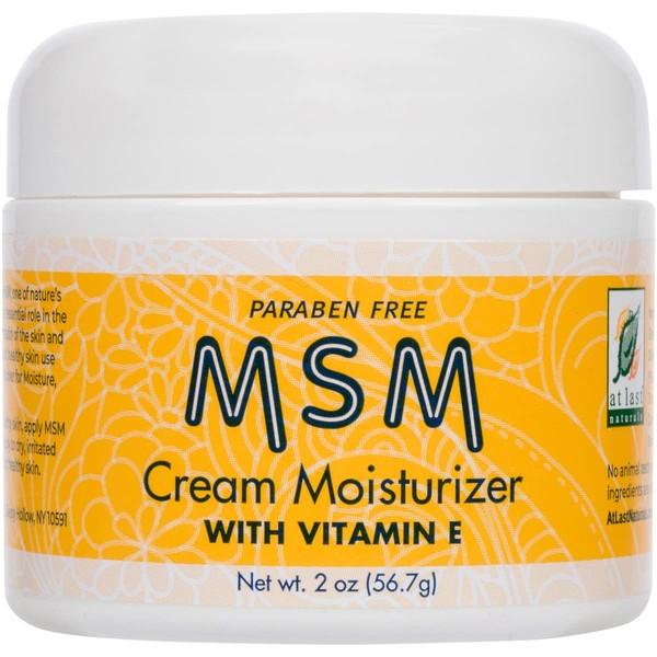 At Last Naturals MSM Cream, Face Lotion to Reduce Fine Lines and Wrinkles, Pitted Acne and Scars, Soothing Moisturizer with Vitamin E to Promote Healthy Skin (2 oz)