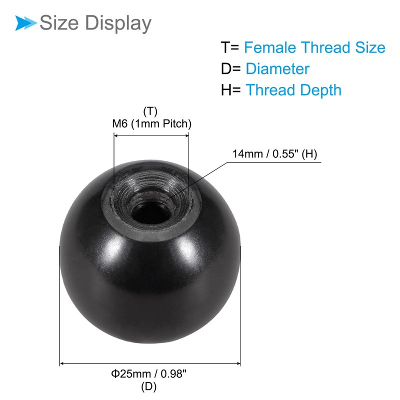 CoCud Duroplast Ball Knobs M6 Internal Thread 25 mm Diameter
