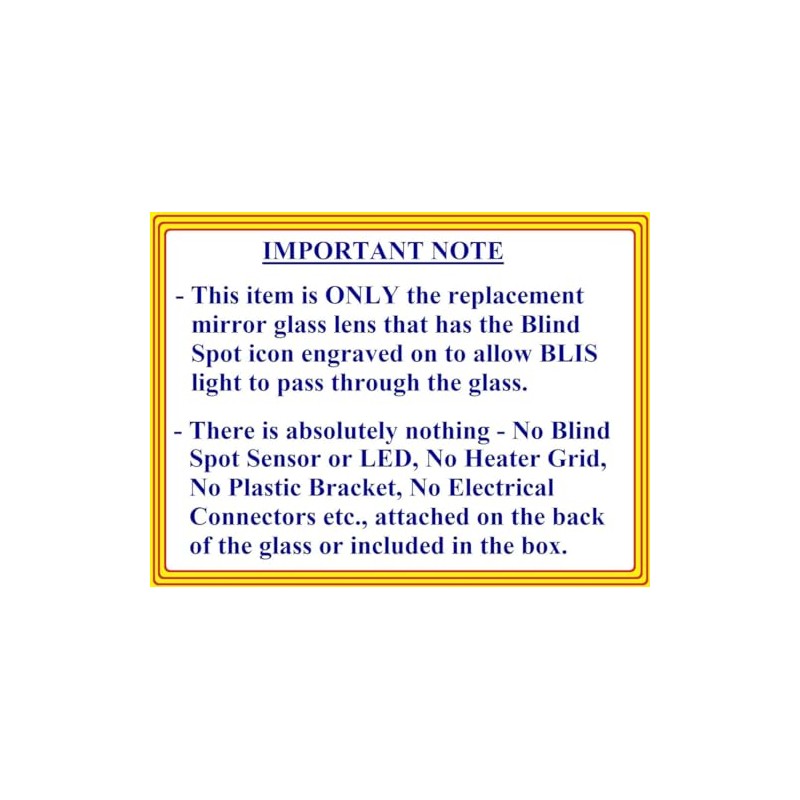 New Replacement Blind Spot Mirror Glass with Full Size Adhesive