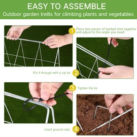 Yaocom Foldable Cucumber Trellis for Raised Bed 35" x 18" A Frame Garden Trellis for Climbing Plants Vegetables Tomato Pea Grape Trellis Arch Metal Cattle Panel Trellis with Gloves(2 Pack)