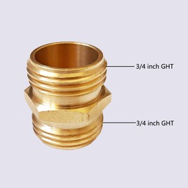 Kabter Brass Garden Hose Fittings Adapter 3/4-inch GHT Male to Male Connector(Pack of 2)