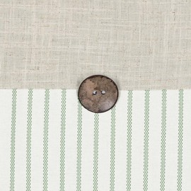 DOSLY IDÉES Farmhouse Shower Curtain,Beige and Green Stripe,Button Curtain,Linen and Cotton Blend Fabric,Rustic Charm Country Chic Style,72x72 in