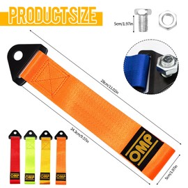 Tow Rope, 4 Pcs Tow Strap Racing Car Towing Strap High Strength Car Tow Rope Nylon Car Trailer Rope Universal Towing Belt for Car Front Rear Bumper 28X5cm