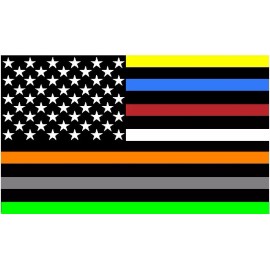 SAFETY DECAL UNLIMITED FIRST RESPONDER  AMERICAN FLAG WINDOW STICKER DECAL THANK THEM ALL