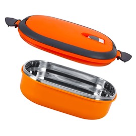 Stainless Steel Insulated Food Storage Supper Dinner Lunch Box, Easy, Non-, Thermal Lunch Box for Adults with Arched Handle, Air Hole Design, Extended Fastening Lid,