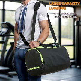 PreciousU Mens 40L Sports Training Waterproof Overnight Carry on Gym Duffle Bag with Shoe Compartment,Wet Material Separation for Fitness,Weekender Traveling and Airplane Flight