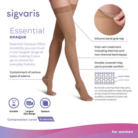 SIGVARIS Women’s Essential Opaque 860 Closed Toe Thigh-Highs w/Grip Top 30-40mmHg