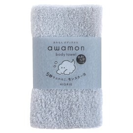 HIORIE awamon Exfoliating Shower Towel (Made in Japan) / Exfoliating washcloth / 2 Pieces Set/Around 20x90cm(7.8x35.4in) / Soft Series/Monster Class Foam/Polyester 100% / Light Gray