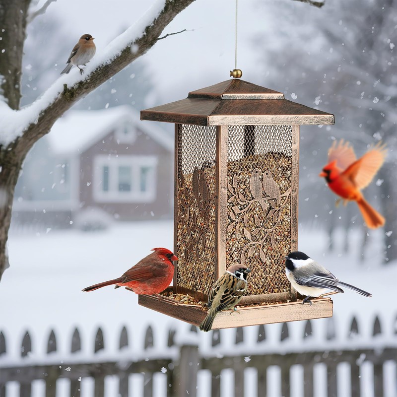 LBTING Bird Feeder for Outside, Metal Lantern-Shaped Bird Feeder, Squirrel