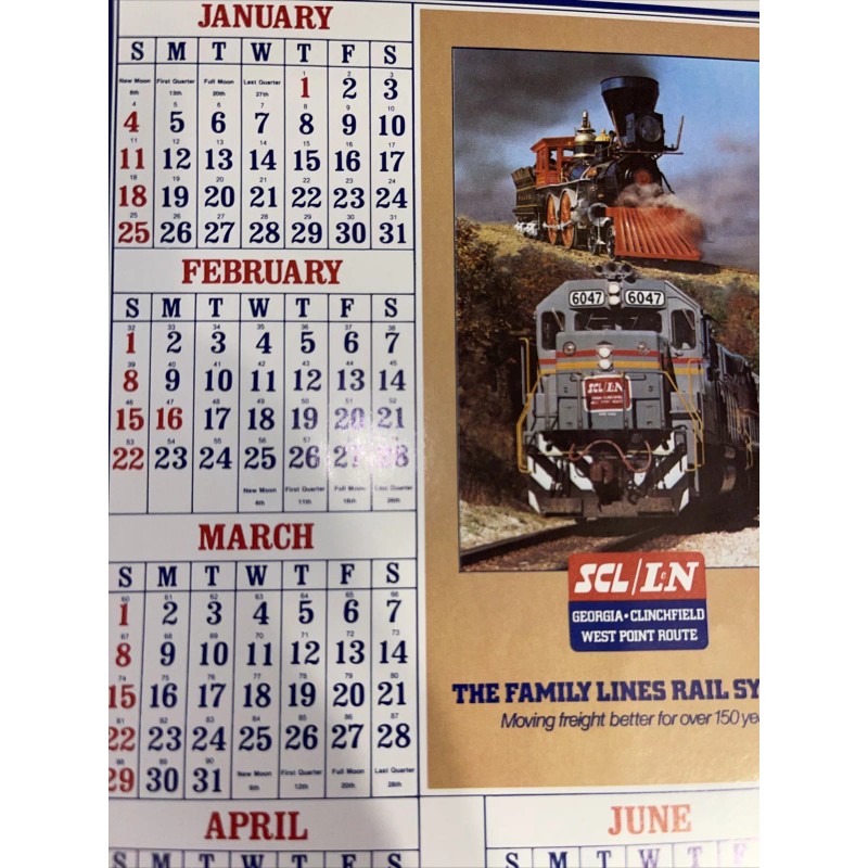 1981 Seaboard System Chessie CSX Railroad Calendar 7” X 9”