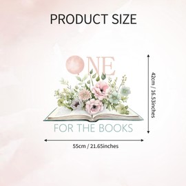 One for the Books First Birthday Decorations - Books Flora Sign Decal for Balloons Arch Backdrop, First Birthday Decorations for Girl, One Year Old Wall Decor, 1St Party Supplies Banner for Girl Boys