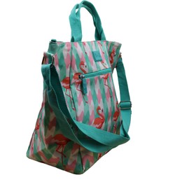Elevanty Waterproof Beach Bag with Zipper, Adjustable Shoulder Bag for Beach, Blue and Pink