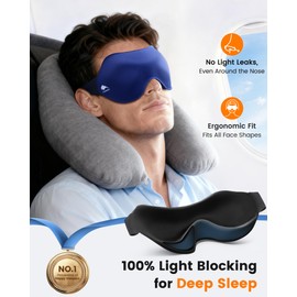 Sleep Masks for Side Sleeper Women Men 3 Pack: Patented Light Blocking Design for Sleeping - 3D Zero Eye Pressure Lash Extension Eye Covers - Memory Foam, Airplane Travel Essentials, Blindfold