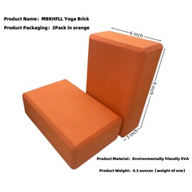MBKHFLL Yoga Block, Soft Non-Slip Surface Premium Foam Blocks, Supportive, Lightweight, Odor Resistant, Yoga Accessories for Pilates Meditation General Fitness Stretching Toning（orange-2 Pack） ﻿