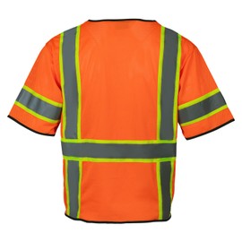 Sicalobo High Visibility Vest with Pockets Zipper for Men Women Construction Vest with Reflective Strips,Orange,XL
