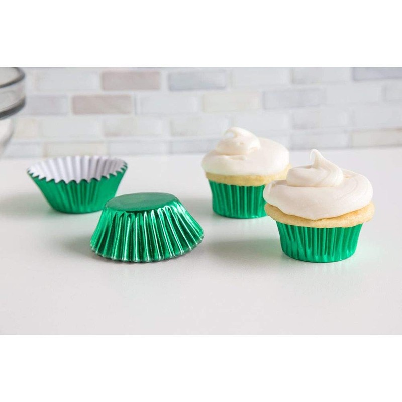 Fox Run Green Foil Bake Cups, Mini, 48 Cups