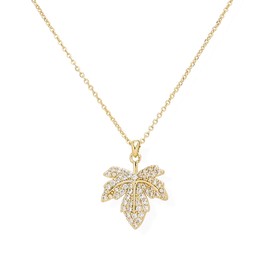 Jean Beau Gold Maple Fall Leaf Pendant Necklaces for Women, Dainty Rhinestone Dangle Necklace Wedding Prom Autumn Thanksgiving Accessories Fashion Jewelry Gifts