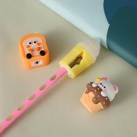 7PCS Cute Pencil Sharpeners, Pencil Sharpener Manual, Handheld Pencil Sharpeners for Colored Pencils, Creative Cartoon Pencil Sharpener Kawaii Stationary Gifts Home Office Supplies