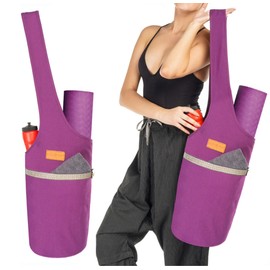 ALLEN & MATE Unisex Yoga Exercise Mat Bag with Large Size Pocket, Big Capacity Mat Tote Shoulder Carrier for Men & Women (Purple)