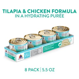 Weruva Wx Phos Focused Tilapia and Chicken Formula in a Hydrating Puree 5.5oz Can, Pack of 8