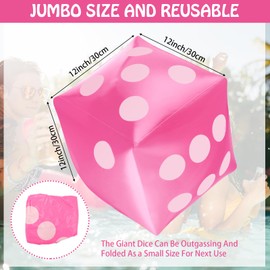 Blulu 3 Pack Jumbo Inflatable Dice Giant Inflatable Jumbo Dice Large Inflatable Dice for Game Pool Toy Party Favour (Pink,12 Inch)