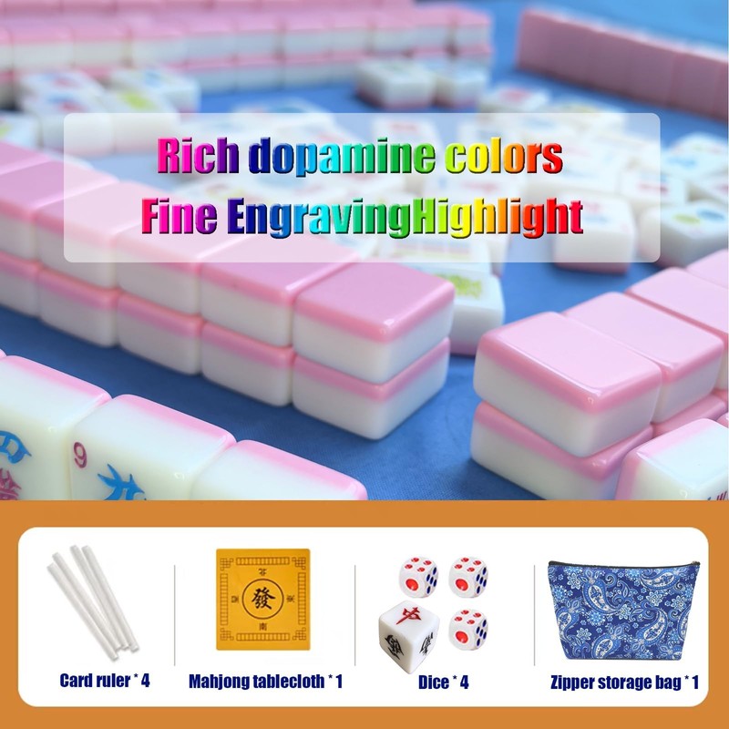XuMoZC American Mini Mahjong Set 166 Mahjong Tiles 0.9-inch American