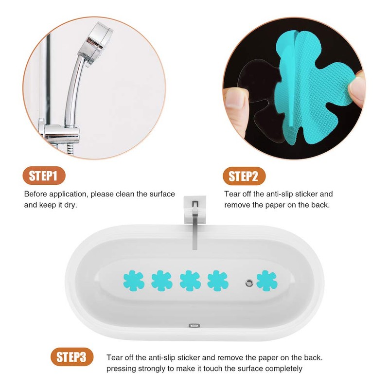 Secopad Bathtub Stickers Non-Slip, 24PCS Safety Shower Treads Adhesive Appliques