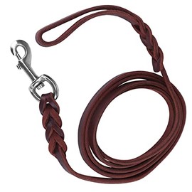 ZJchao Correa para Perros, Correa para Perros de 2,1 M con Piel de Vacuno y Cinturón de Cuero para Caminar, Correr, Entrenar, Perro de Tamaño Mediano,