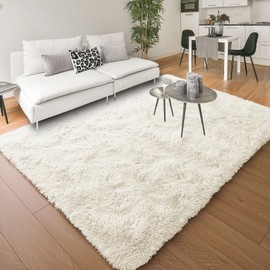MOONLIGHT20015 Area Rug 5x7 for Living Room – Soft White Large Shaggy Rug Non-Slip Indoor Floor Carpet for Bedroom, Nursery, Kids Room – Modern Home Decor, Durable & Easy-Care