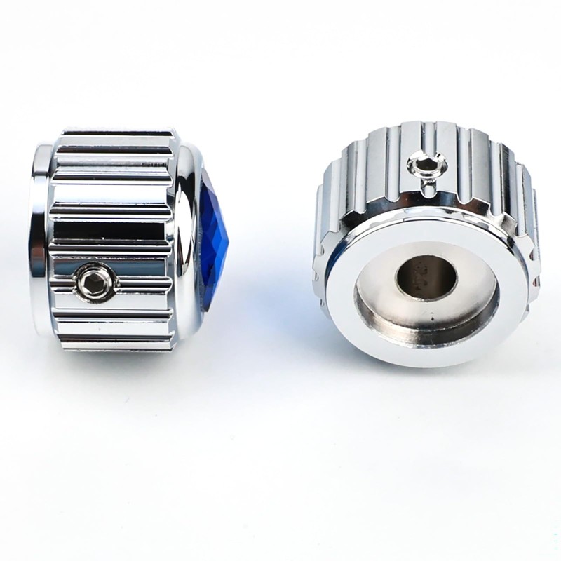 OVSAL Aluminum Electric Bass Guitar Knobs, Blue Crystal Style Top