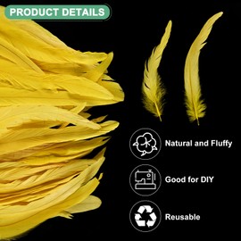 M METERXITY 50-Pack Natural Rooster Tail Feathers, 10-12 Inch / 25-30cm Long Rooster Tail Feathers for Crafting/Wedding/Dream Catcher/DIY Crafts Decorations [Yellow]