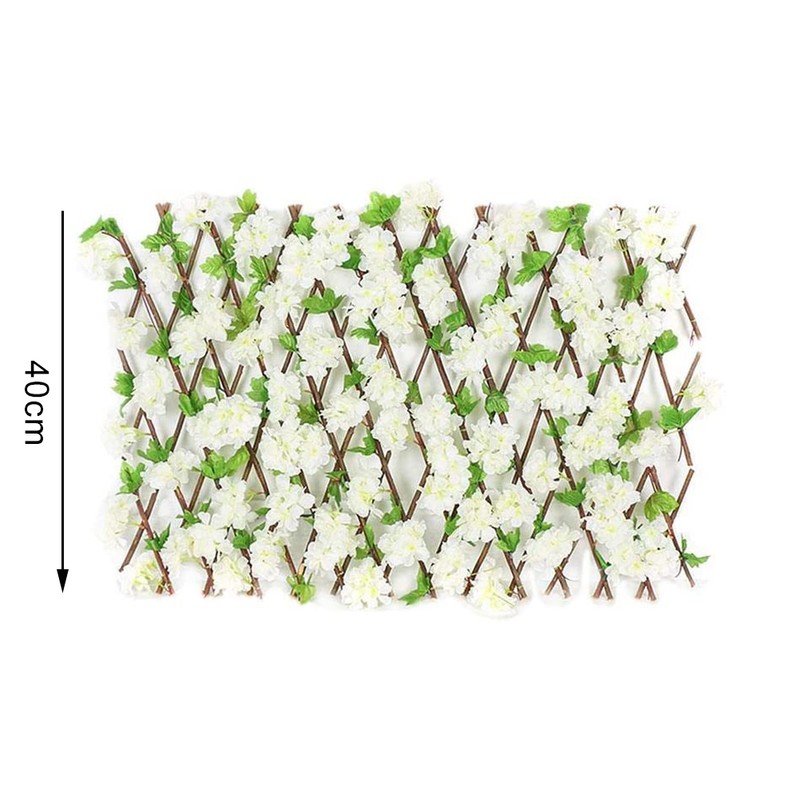 Wooden Retractable Fence Expanding Fence Hedge With Artificial Flower Leaves