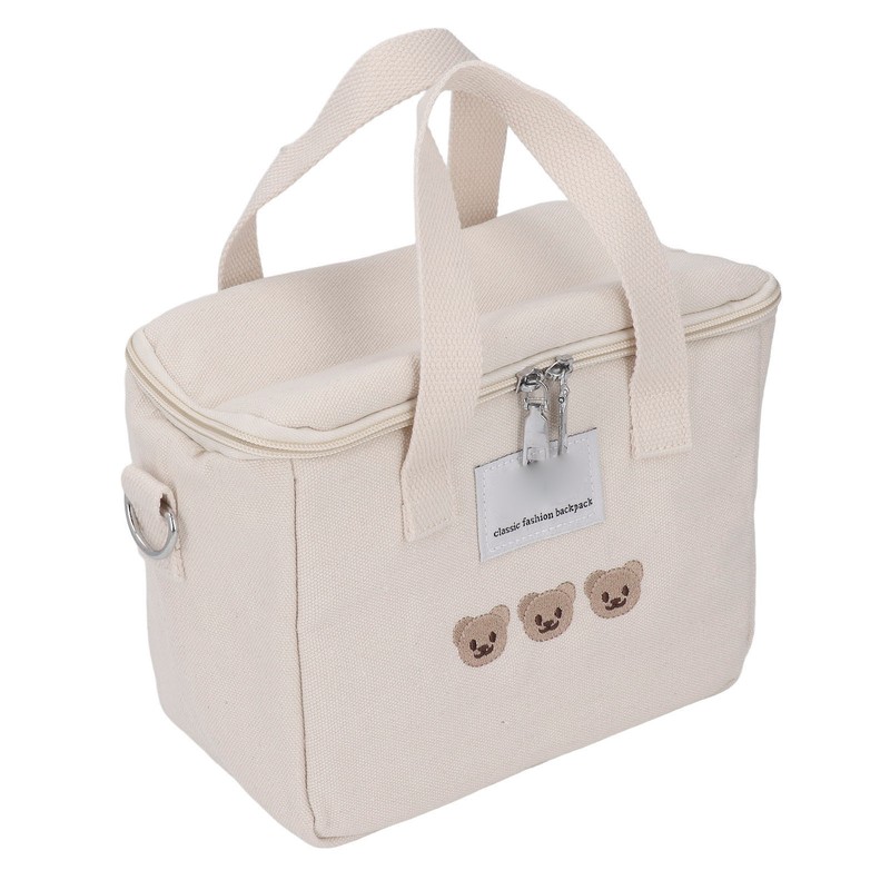 Diaper Shoulder Bag Oxford Cloth Large Capacity Embroidery Bear Pattern