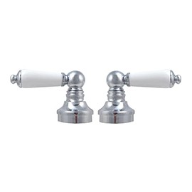 Fit Price Pfister Lever Porcelain Handles, Fit Pfister Compression Stems 12 Spline Connection, with Chrome Plated Trim - by PlumbUSA