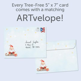 Tree-Free Greetings - Christmas Greeting Cards - Artful Designs - 12 Cards + Matching Envelopes - Made in USA - 100% Recycled Paper - 5"x7" - Nama Sleigh (HP60532)
