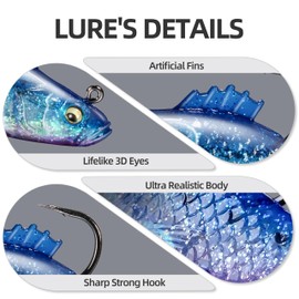 5PCS Pre-Rigged Soft Fishing Lures, Paddle Tail Swimbaits with Jig Head for Bass, Trout, Crappie, Ideal for Saltwater & Freshwater Fishing, Perfect Fishing Gift for Men(3.3", 0.75 oz)