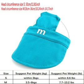 Dog Sun Hat Baseball Cap for Medium Puppy Doggie Doggy Cats with Ear Holes Adjustable Drawstring Waterproof UV Protection Hawaii (Blue, Medium)
