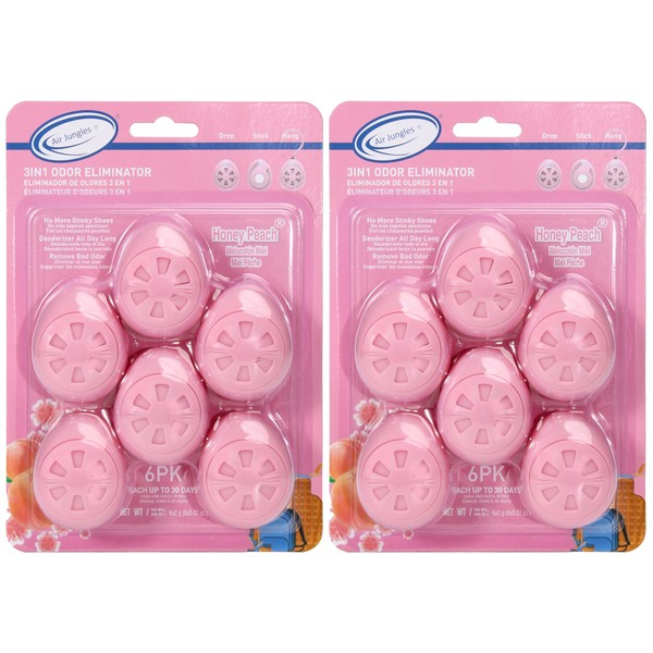 Air Jungles Shoes Deodorizer Ball 12 Count, Honey Peach Scent,
