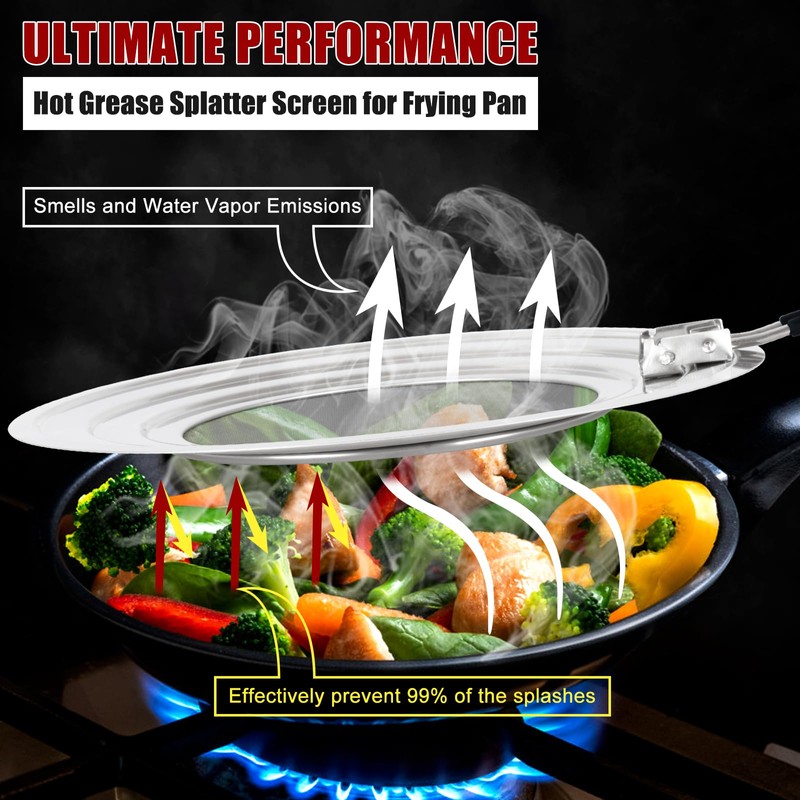 Stainless Steel Splatter Screen for Frying Pan - Grease Splatter