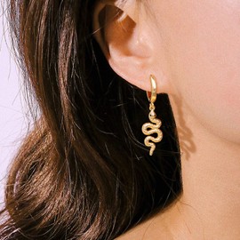 VACRONA Gold Snake Hoop Earrings Huggie Earrings for Women 14k Gold Plated Small Huggie Hoop Earrings