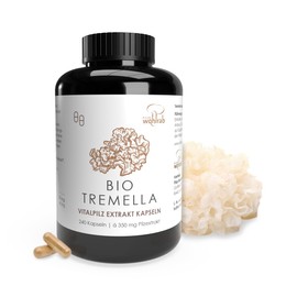 Pilze Wohlrab - Organic Tremella Extract Capsules, 240 Capsules of 350 mg Tremella Mushroom Extract per Capsule. With Acerola Vitamin C, Vital Mushroom Extract - 1 Can - Dietary Supplement