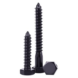 5/16 x 3-1/2" Hex Head Lag Screws Bolts for Wood Timber, 304 Stainless Steel 18-8, Heavy Duty Lag Bolts, Hexagon Head Wood Deck Screws, Black Finish, 10 PCS