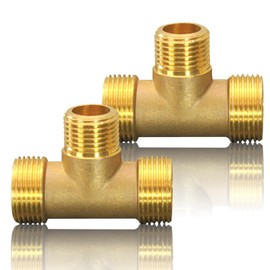 2 pieces 3/4 inch tee, G3/4 inch (Ø25.7 mm) brass tee 90° AG/AG/AG, branch distributor piece male thread, DN20 tee, water connection suitable for drinking water