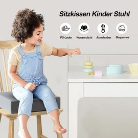 HVIERO Booster Seat Chair, Child PU Washable Removable Seat Cushion, Children's Chair with 2 Safety Buckles Strap, Non-Slip Child Booster Seat Chair for Dining Table, Baby Booster Seat, Child Seat